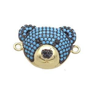 Copper Bear Connector Pave Turqblue Zircon Gold Plated, approx 17-20mm [FN37667]