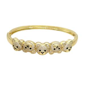 Copper Bear Bangle Pave Zircon Gold Plated, approx 10-12mm, 50-60mm dia [FN37703]