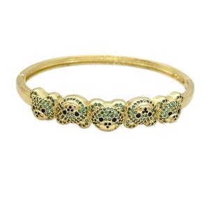Copper Bear Bangle Pave Green Zircon Gold Plated, approx 10-12mm, 50-60mm dia [FN37705]