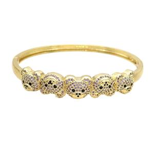 Copper Bear Bangle Pave Purple Zircon Gold Plated, approx 10-12mm, 50-60mm dia [FN37707]