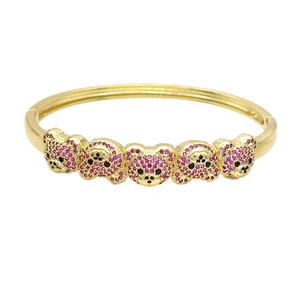 Copper Bear Bangle Pave Fuchsia Zircon Gold Plated, approx 10-12mm, 50-60mm dia [FN37708]