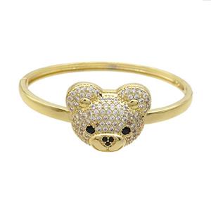 Copper Bear Bangle Pave Zircon Gold Plated, approx 22-28mm, 55-60mm dia [FN37710]