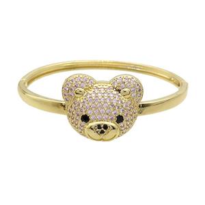Copper Bear Bangle Pave Pink Zircon Gold Plated, approx 22-28mm, 55-60mm dia [FN37711]