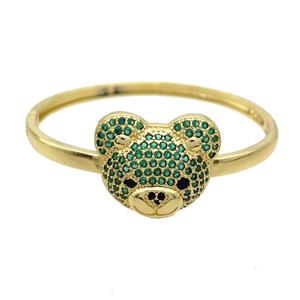 Copper Bear Bangle Pave Green Zircon Gold Plated, approx 22-28mm, 55-60mm dia [FN37714]