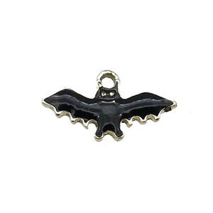 Copper Bat Charms Pendant Black Enamel Halloween Gold Plated, approx 7-18mm [FN37741]