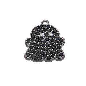 Copper Ghost Charms Pendant Pave Zircon Halloween Black Plated, approx 13mm [FN37746]