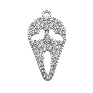 Copper Pendant Pave Zircon Ghost Halloween Charms Platinum Plated, approx 11.5-20mm [FN37752]