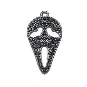 Copper Pendant Pave Zircon Ghost Halloween Charms Black Plated, approx 11.5-20mm [FN37756]