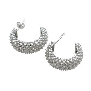 Copper Stud Earrings Platinum Plated, approx 23mm [FN37796]
