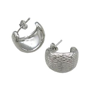 Copper Stud Earrings Platinum Plated, approx 20mm [FN37798]