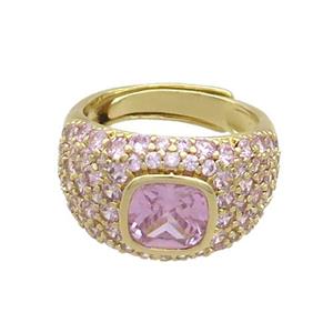 Copper Rings Pave Pink Zircon Adjustable Gold Plated, approx 8mm, 13mm, 18mm dia [FN37809]