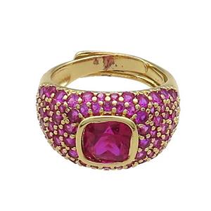 Copper Rings Pave Fuchsia Zircon Adjustable Gold Plated, approx 8mm, 13mm, 18mm dia [FN37811]