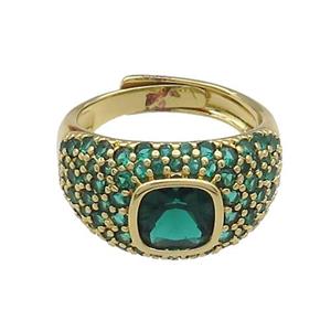 Copper Rings Pave Green Zircon Adjustable Gold Plated, approx 8mm, 13mm, 18mm dia [FN37812]