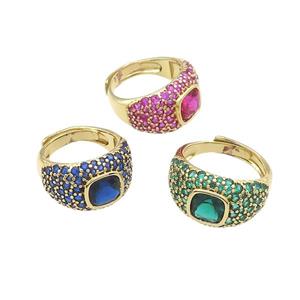 Copper Rings Pave Zircon Adjustable Gold Plated Mixed, approx 8mm, 13mm, 18mm dia [FN37813]