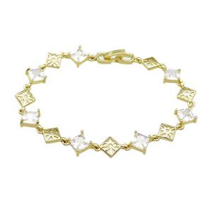 Copper Bracelets Pave Zircon Gold Plated, approx 9mm, 18cm length [FN37817]