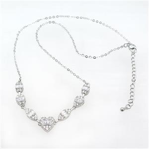 Copper Necklaces Pave Zircon Platinum Plated, approx 5-10mm, 42-47cm length [FN37820]