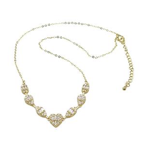 Copper Necklaces Pave Zircon Gold Plated, approx 5-10mm, 42-47cm length [FN37821]