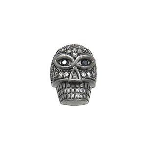 Copper Skull Beads Pave Zircon Black Plated, approx 10-13mm [FN37823]
