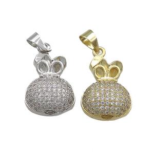 Copper Pendant Pave Zircon Moneybag Mixed, approx 12-19mm [FN37827]