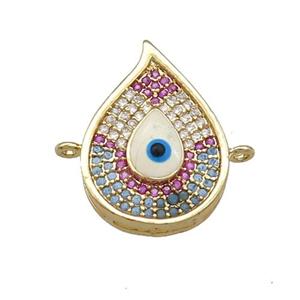 Copper Flame Connector Pave Zircon Multicolor Evil Eye Gold Plated, approx 14.5-20mm [FN37836]