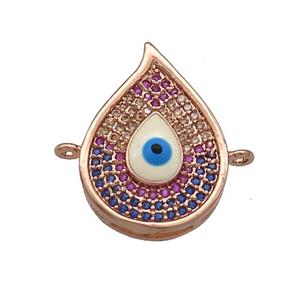 Copper Flame Connector Pave Zircon Multicolor Evil Eye Rose Gold, approx 14.5-20mm [FN37837]