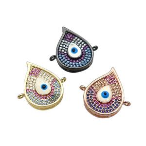 Copper Flame Connector Pave Zircon Multicolor Evil Eye Mixed, approx 14.5-20mm [FN37839]
