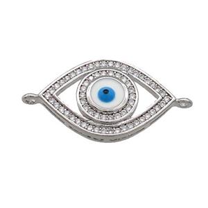 Copper Evil Eye Connector Pave Zircon Platinum Plated, approx 13-20mm [FN37841]