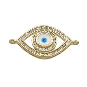 Copper Evil Eye Connector Pave Zircon Gold Plated, approx 13-20mm [FN37842]