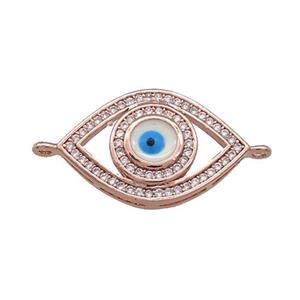 Copper Evil Eye Connector Pave Zircon Rose Gold, approx 13-20mm [FN37843]