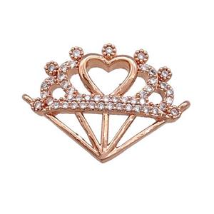 Copper Pendant Pave Zircon Diamond Shape 2loops Rose Gold, approx 18.5-23mm [FN37853]