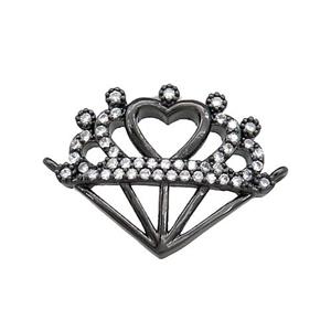 Copper Pendant Pave Zircon Diamond Shape 2loops Black Plated, approx 18.5-23mm [FN37854]