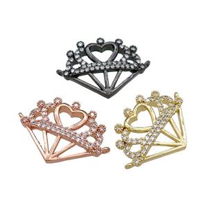 Copper Pendant Pave Zircon Diamond Shape 2loops Mixed, approx 18.5-23mm [FN37855]
