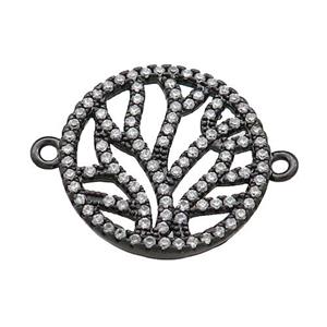 Copper Circle Connector Pave Zircon Tree Black Plated, approx 20mm dia [FN37863]