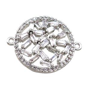 Copper Circle Connector Pave Zircon Platinum Plated, approx 20mm dia [FN37865]