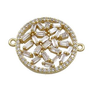 Copper Circle Connector Pave Zircon Gold Plated, approx 20mm dia [FN37866]