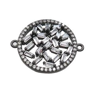 Copper Circle Connector Pave Zircon Black Plated, approx 20mm dia [FN37868]