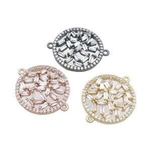 Copper Circle Connector Pave Zircon Mixed, approx 20mm dia [FN37869]