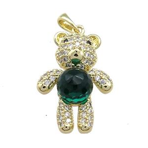 Copper Bear Pendant Pave Zircon Crystal Glass Gold Plated, approx 18-24mm [FN37899]