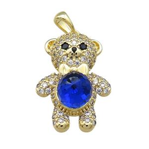 Copper Bear Pendant Pave Zircon Crystal Glass Gold Plated, approx 18-25mm [FN37910]