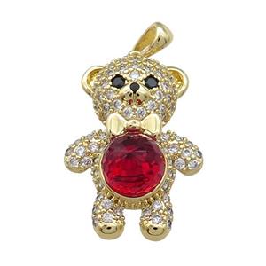 Copper Bear Pendant Pave Zircon Crystal Glass Gold Plated, approx 18-25mm [FN37913]