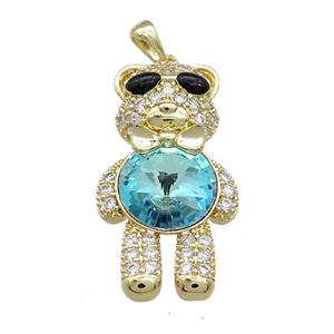 Copper Bear Pendant Pave Zircon Crystal Glass Gold Plated, approx 17-33mm [FN37926]