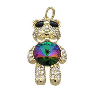 Copper Bear Pendant Pave Zircon Crystal Glass Gold Plated, approx 17-33mm [FN37927]