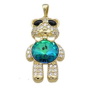 Copper Bear Pendant Pave Zircon Crystal Glass Gold Plated, approx 17-33mm [FN37928]