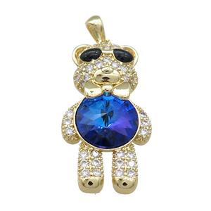 Copper Bear Pendant Pave Zircon Crystal Glass Gold Plated, approx 17-33mm [FN37931]