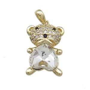 Copper Mouse Pendant Pave Zircon Crystal Glass Gold Plated, approx 13-20mm [FN37933]