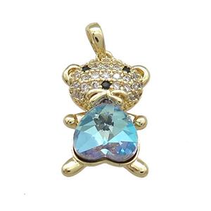 Copper Mouse Pendant Pave Zircon Crystal Glass Gold Plated, approx 13-20mm [FN37935]