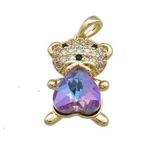 Copper Mouse Pendant Pave Zircon Crystal Glass Gold Plated, approx 13-20mm [FN37936]