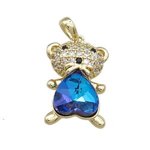 Copper Mouse Pendant Pave Zircon Crystal Glass Gold Plated, approx 13-20mm [FN37937]