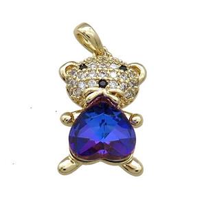 Copper Mouse Pendant Pave Zircon Crystal Glass Gold Plated, approx 13-20mm [FN37938]