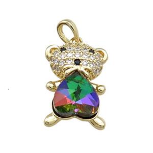 Copper Mouse Pendant Pave Zircon Crystal Glass Gold Plated, approx 13-20mm [FN37939]